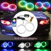 2PCS RGB Angel Eye LED Daytime Running Headlight Lights with APP Control Multi-Color Synchronized to Music for Vehicles 60MM-120