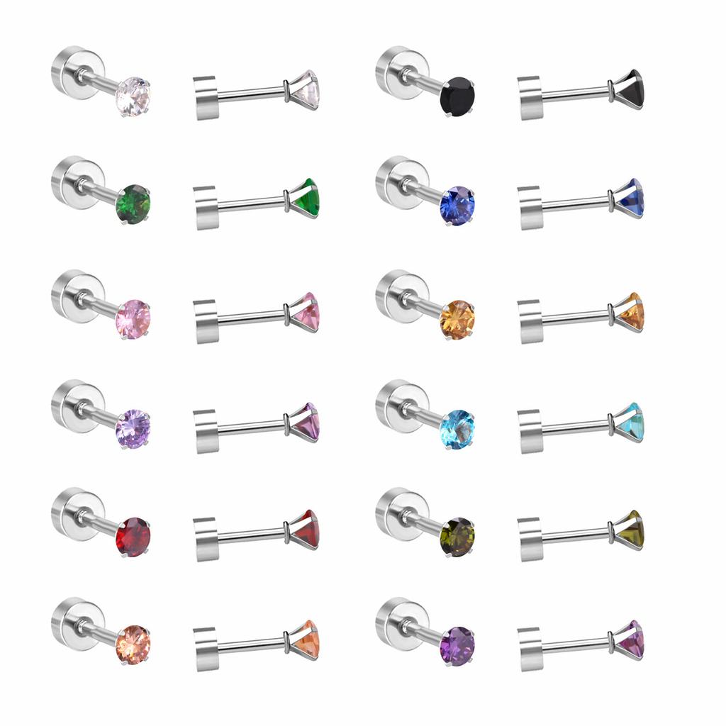 Titanium Steel Crystal Stud Earrings Sweet Cute Light Luxury Fashion Jewelry for Women Girls