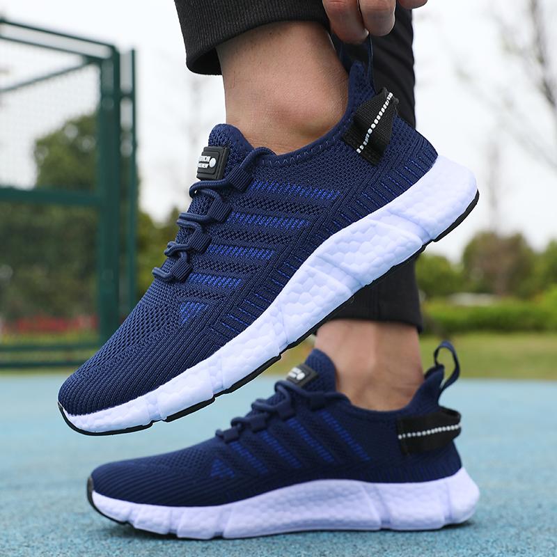 Lightweight Men'S Running Shoes Breathable Mesh Knitted Walking Shoes Summer New Outdoor Exercise Tenis Masculino Sneakers Men