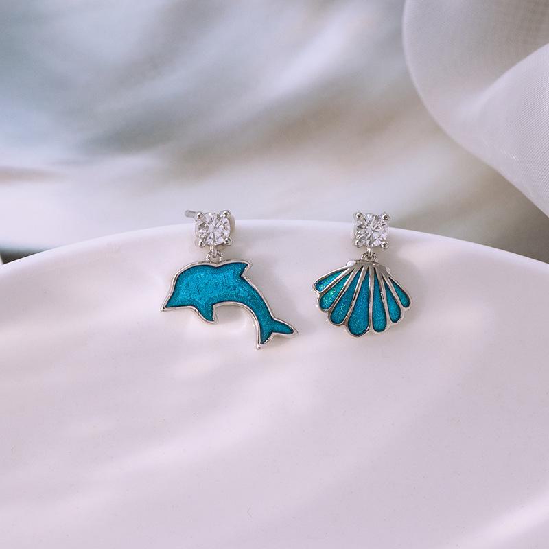 

Серьги Banyan Tree S925 из корейского серебра в виде дельфина для женщин — простой, модный дизайн ES1802 синий