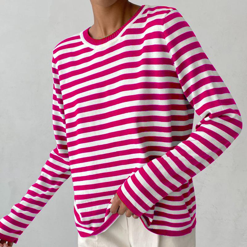 Women S Classic Striped Knit Pullover Sweater Casual Vintage