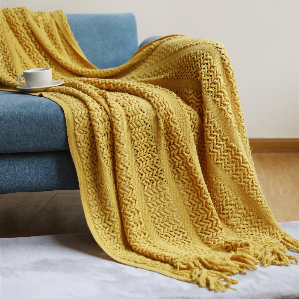 Scandinavian Cut-out Throw Blanket Knitted Sofa Cover Blanket B&B Hotel Bed Towel Bed End Matching Blanket Comfortable Couch Nap Blanket