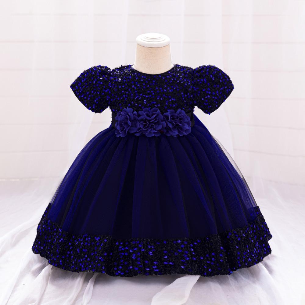 Kids Sequin Birthday Dress Summer Wedding Flower Girls Dress Toddler Baptism 1st Birthday Dress Baby Girl Clothes Princess Wedding Party Kids Costume