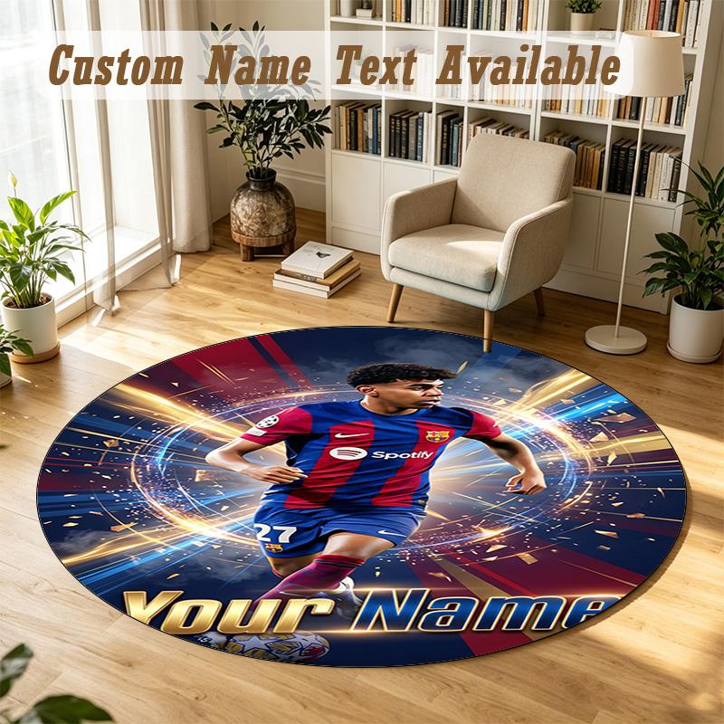 Round Rug Custom NameLamine Yamal Pattern Non Slip Carpet Home Floor Decor