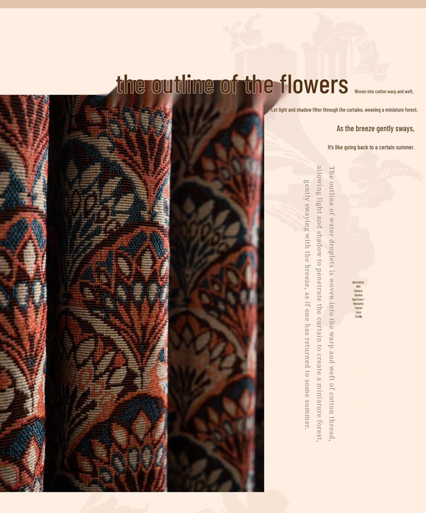 Imanqi Yun Arched Color Block Semi-Blackout Jacquard Curtains