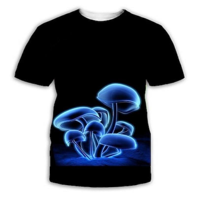 Men's Graphic Mushroom Shirt T shirt Short Sleeve T shirt 3D Print Round Neck Shirt Exaggerated Party Daily Clothing