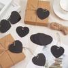 100PCS/Pack Heart Shape Kraft Paper Tags Blank Labeling Tag Hanging Decoration Black White Brown Colors Available DIY Crafts ZYF