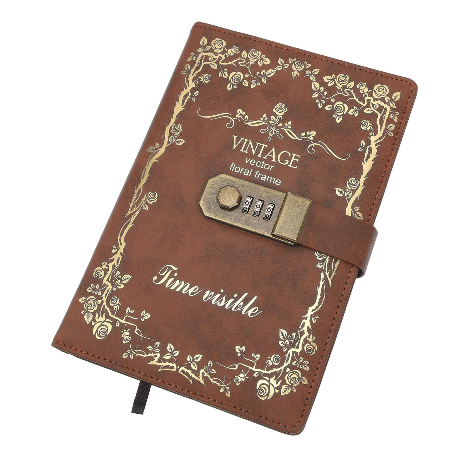 

Password Book Multipurpose Portable Fashionable Exquisite Europn Vintage Lock Diary for Writing