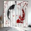 JIT 2pcs Floral Koi Fish Curtains Artistic Design Room Darkening Polyester Curtain Window Decor for Living Room Rod Pocket C