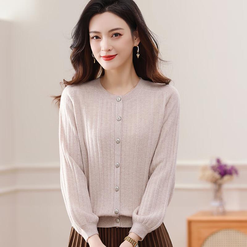 Women's 100% Pure Wool Long Sleeve Cardigan