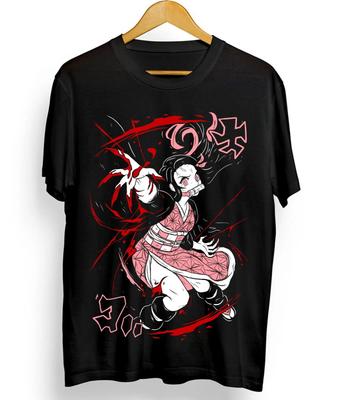 Unisex Tops Tee 100% Cotton Nezuko T-shirt Demon Slayer Kokushibo Kimetsu No Yaiba Tanjiro Shirt