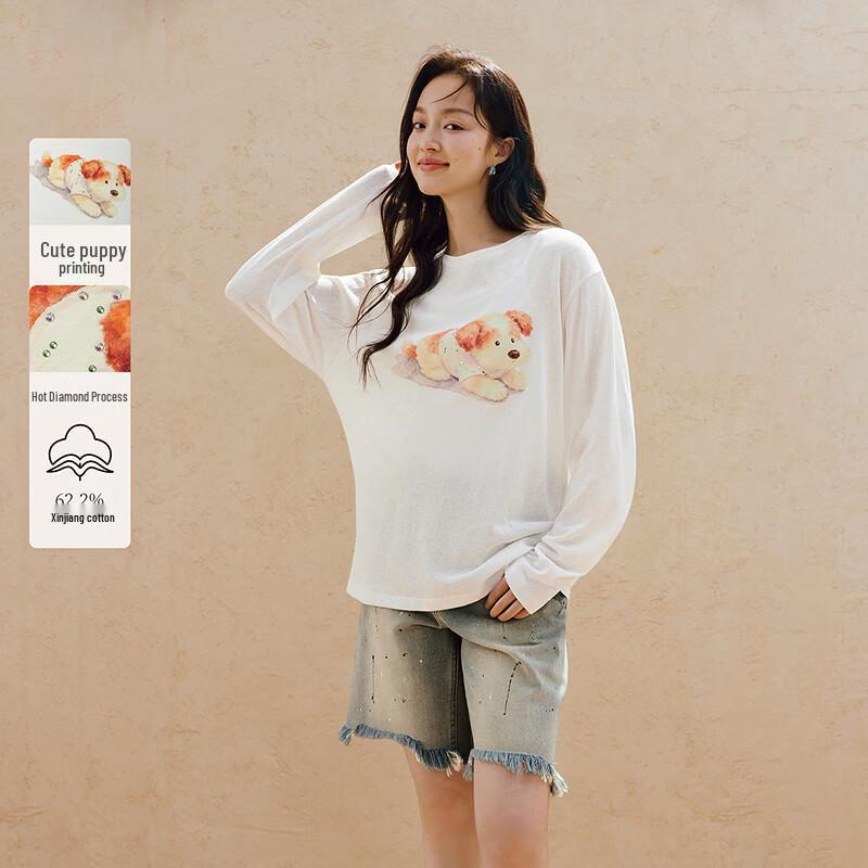 INMAN Women s Casual Dog Print Long Sleeve T-Shirt S