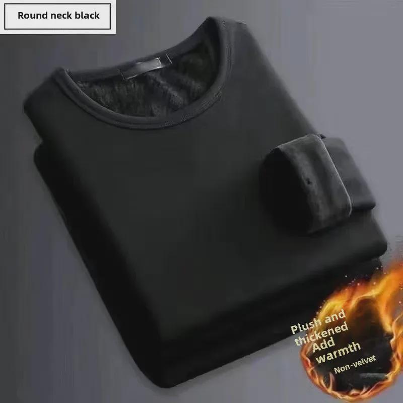 Men's Winter Plush Slim Fit Round Neck Long-Sleeve Sweater T-Shirt