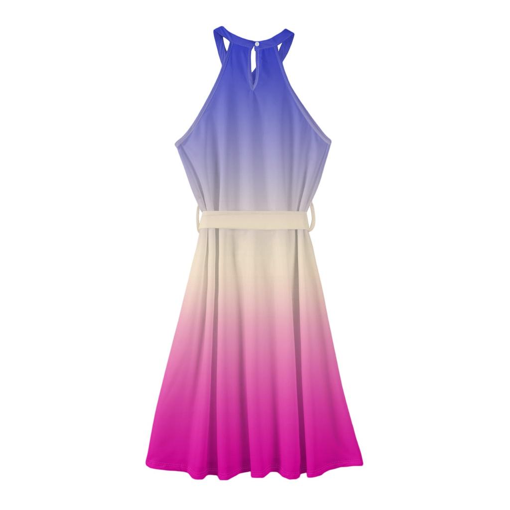 Women's Casual Round Neck Midi Dress Basic Classic Outdoor Everyday Sleeveless Loose Boho Tie Dress Summer Beach Sundress