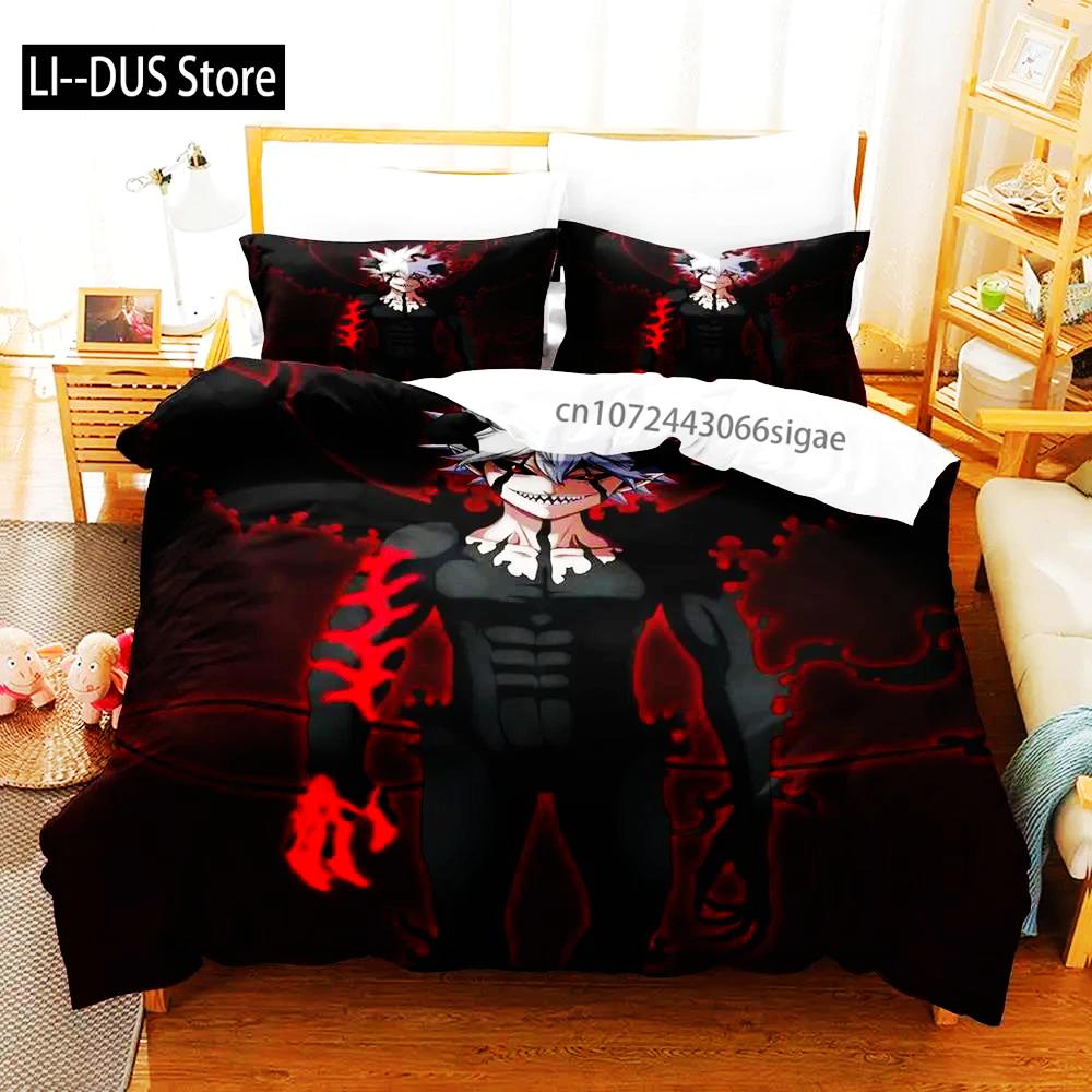 Black Clover Bedding Set Single Double Full Queen King Size Anime Duvet Cover Set For Adults Boys Quilt Cover Pillowcase