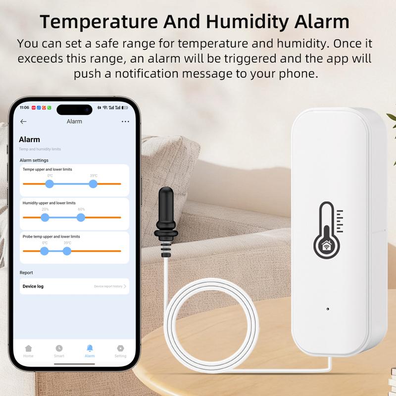 Tuya WiFi Temperature Humidity Sensor with Thermometer External Probe Smart Life APP Remote Monitor Support Alexa Google Home