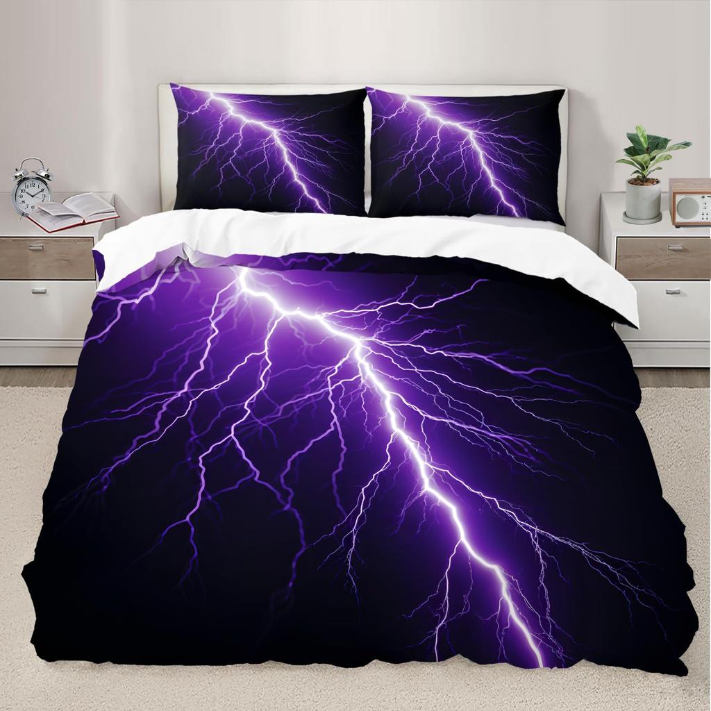 Lightning Duvet Covers for Kids Teens Queen Lightweight Down Quilt Covers Bedroom Decor 2 Pillowcases 1 Duvet Cover No Comforter