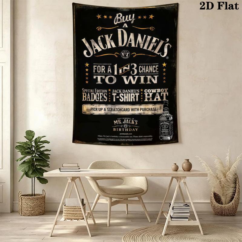Jack Daniel'S Timeless Tennessee Whiskey Tapestry Fashion Print Wallmounted Christmas Gift Background Wall Hanging Cloth Soft