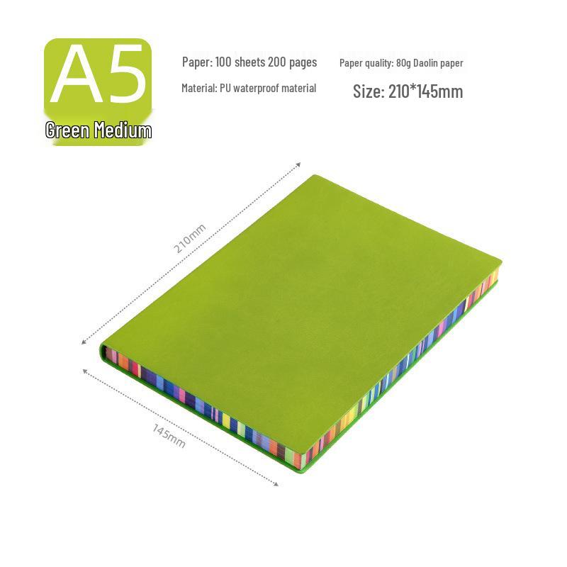 A5 Soft Cover Rainbow Edge Cute Notebook - Custom Color Edge Thick Leather Diary