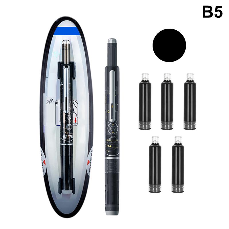Fountain Pen Retractable Ef Nib Set Blue & Black Ink Smooth Writing Calligraphy Journaling Sketching Pen Office School Supplies