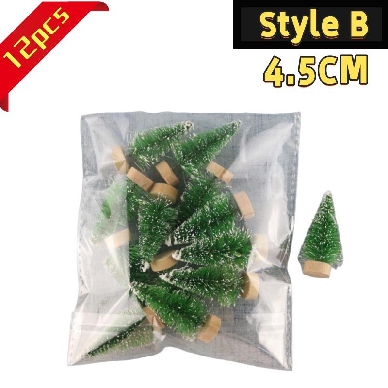 12Pcs Mini Christmas Desktop Miniature Pine Tree Micro Landscaping 4.5/6.5Cm Sisal Silk Cedar Tree Ornamen Navidad Xmas Decor