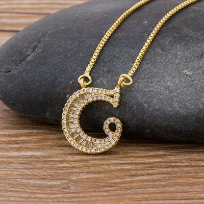 Nidin Light Luxury A-Z 26 Letters Necklace Zircon Pendant for Women Initials Name Necklace Fashion Party Wedding Jewelry Gift