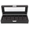 Elegant Carbon Fiber Watch Box 6 Slots Transparent Window Watch Storage Luxury Red Line Watch Display Collection Use