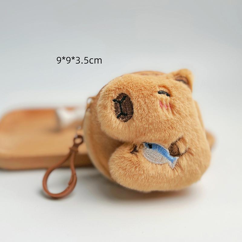 Creative Capybara Anime Plush Coin Purse  Kawaii Mini Coin Purse Round Cartoon Bags Pendant Headphone Organizer