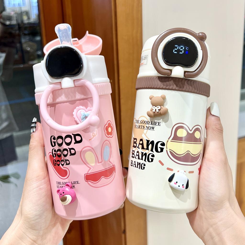 Childrens Smart Thermal Retention Cup for Girls Cute High-looking Straw Cup for Grade School Students Large-capacity Portable Water Drinking Cup