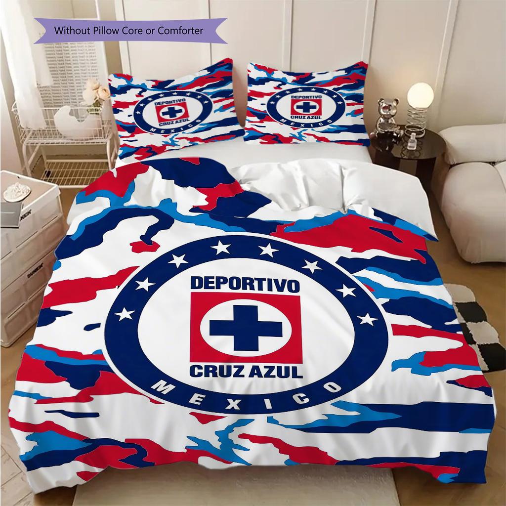 Cruz Azul Pattern Bedding Quilt Set Quilt Cover Pillowcase Home Decoration Birthday Gift (1 * duvet cover + 2 * pillowcase, without core)