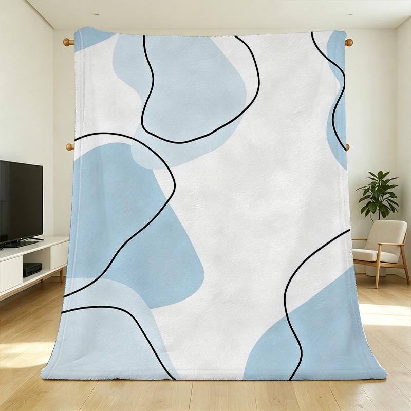 High Density Soft Fleece Blanket - Minimalist Geometric Pattern, Skin-friendly Warm Decor, Perfect for Home, Christmas & Halloween Gift