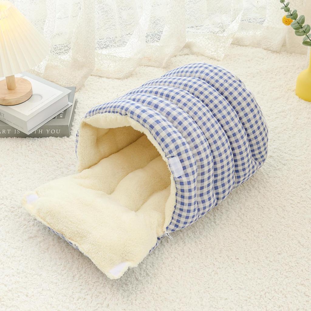 Cozy Half-Closed Pet Bed - Thickened, Washable, All-Season Comfort for Cats and Dogs