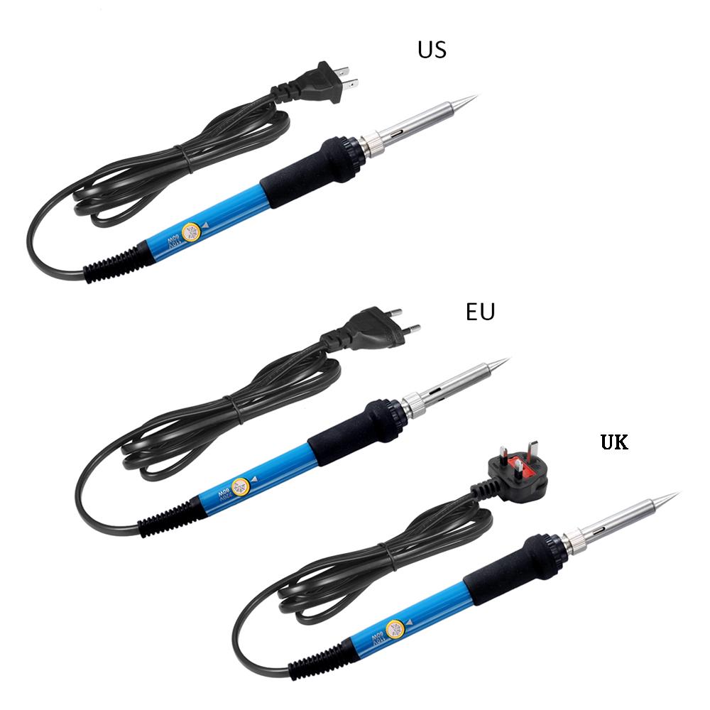 60W Electric Adjustable Temperature Welding Soldering Iron 5 Replacement Soldering Tips Set