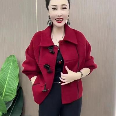 Fashionable and Trendy Woolen Jacket for Middle-aged and Elderly Women In Spring and Autumn with Double-sided Imitation Design