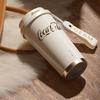 Germ Coca-Cola Shining Cup GE-CK22AW Straw Water Bottle Thermos Cup, Cream White, 500ML