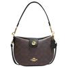 New HoboElla Canvas With Leather Shoulder Bag Crossbody Bag Handbag Large Size Women's Dark Brown CH554-IMAA8