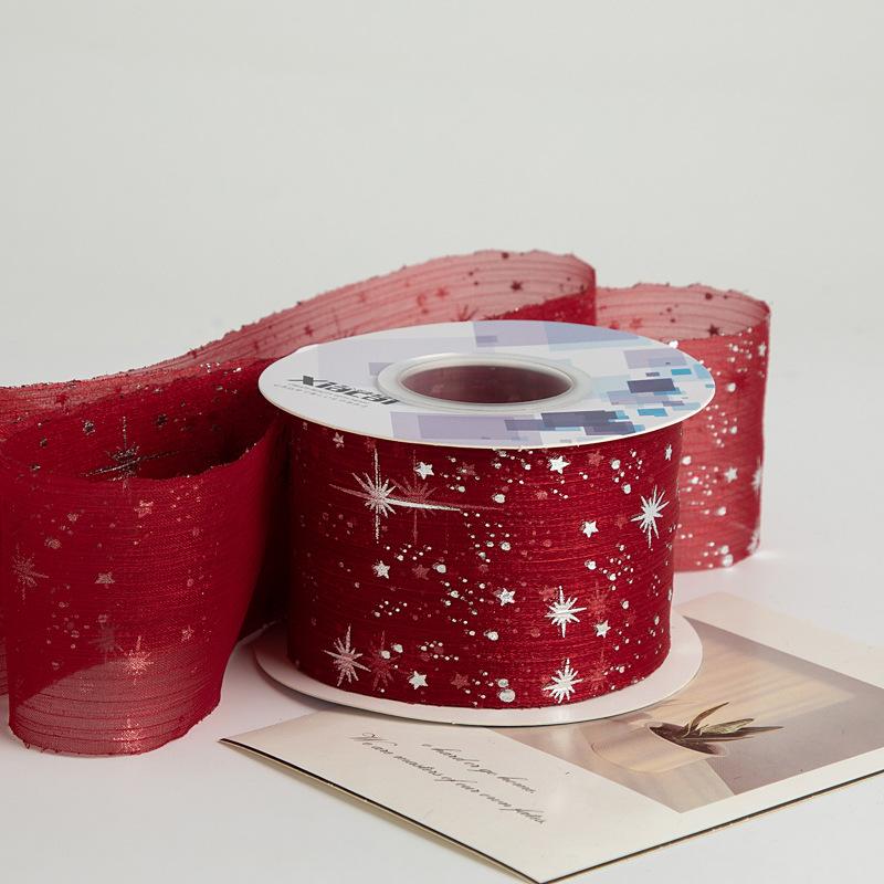 Hochwertiges Garn Weben Haaraccessoires Kleidung Blume Verpackungszubehör Schleife Sternenhimmel Plissiertes Band