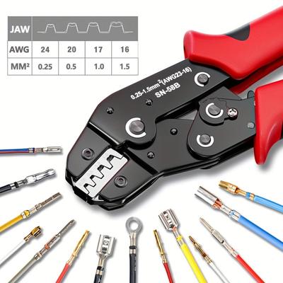 Ratchet Crimp Clamp Hand Tool for Crimp JST 2.54 DuPont Terminals, Spring Terminals, SATA Pin Crimp, AWG 23-16/0 25-1.5 Mm ²
