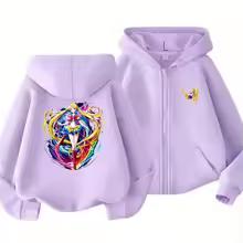 Autumn Coat Children Hoodie Sailor Moon Girl Red Tops Zip Up Black Gray Pink Zipper Style Hoodies Kid 3-12 Year