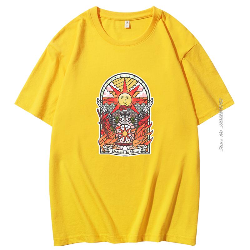 Dark Souls 3 Church Of The Sun Graphic Tshirts Praise The Sun Youth Tees Harajuku Cotton Short Sleeve Tshirts Mens Clothes