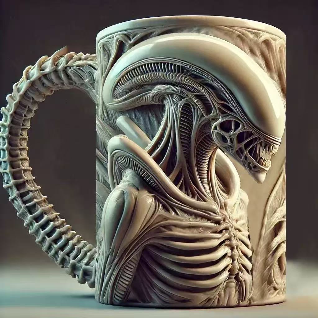 New Xenomorph Mug shaped mug with heat transfer printing flat 3D effect coffee cup 400-600ml