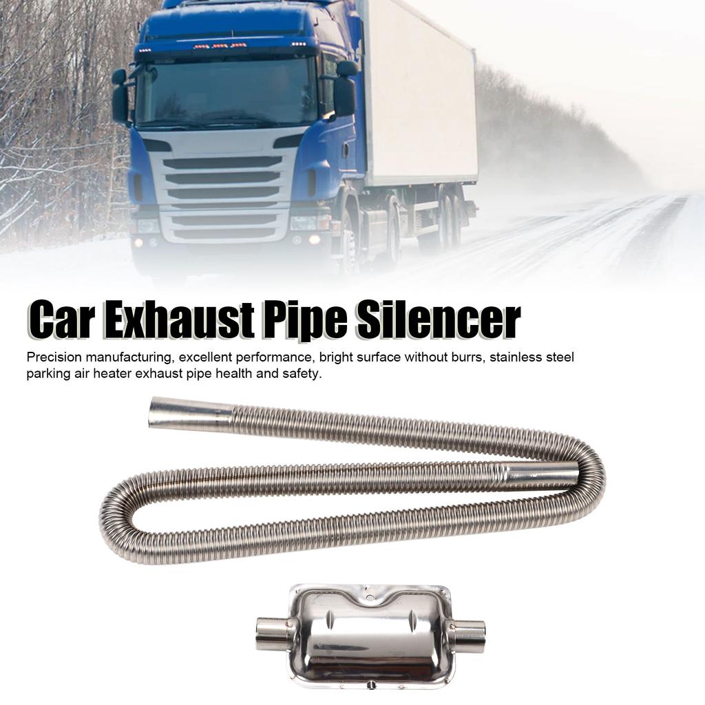 Parking   Heater Exhaust Pipe with Muffler Stainless Steel Fuel     Gas Vent Hose 2.5cm Inner Diameter