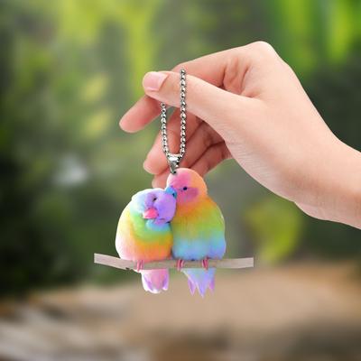 Cute Lovebirds Keychain,Parrot Keychain, Backpack, Handbag Keychain Pendant Gift