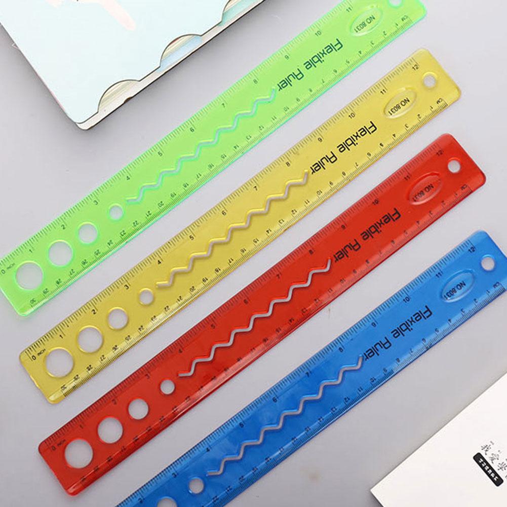 

4 ШТ 30 см Мягкая линейка Студенческие канцелярские товары Складные многофункциональные учебные принадлежности Измерительная лента Рисовать волну/линию/круг