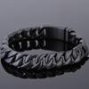 Mattschwarzer Edelstahl am Handgelenkarmband für Männer Mode Herrenarmbänder Retro 12MM Kettengliederkette Männlicher Schmuck Zubehör