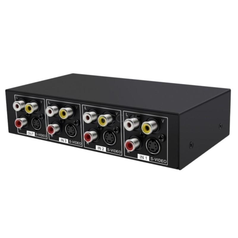 4x1 S-Video+ AV Switcher 4 In 1 Out Video 720P Switcher with 3.5mm Audio Output Metal Case VSSW41
