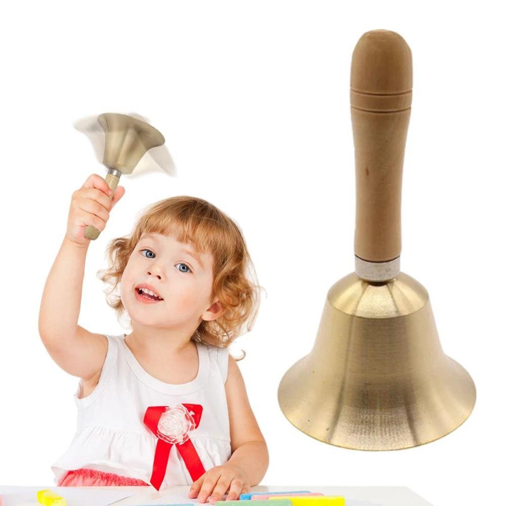 Wooden Handle Super Loud Hand Bell Portable Brass Ringing Handbells  School Classroom