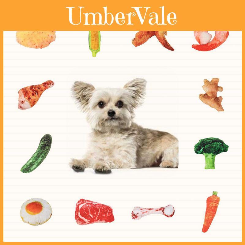 Juguete masticable duradero de lona para perros con diseño de verduras para horas de diversión