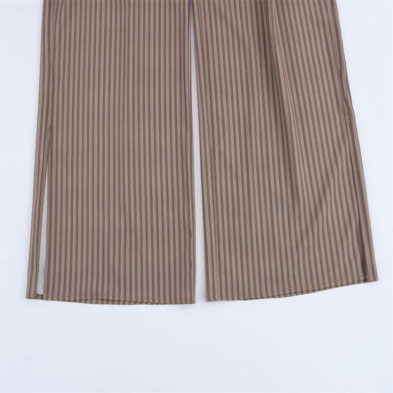 Women's Striped Asymmetrical Shirt & Pajama Pants Set