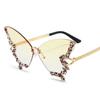 Butterfly Shape Sun Glasses Women Rhinestone Decoration Rimless Sunglasses Party Club Women's Sunglass